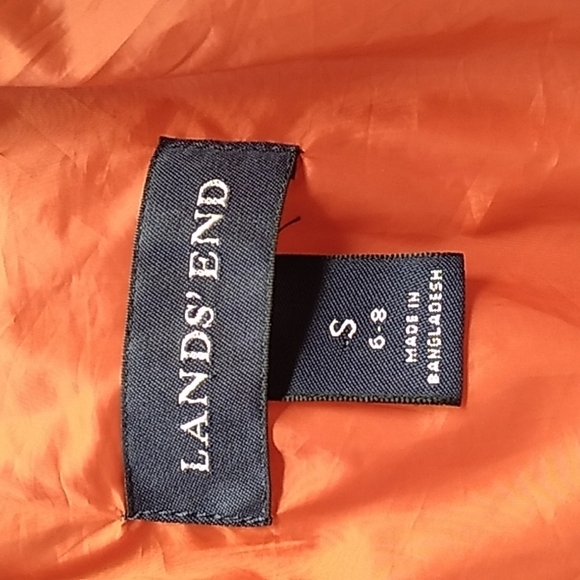 Lands End orange small 6-8 puffer jacket coat - Picture 3 of 4